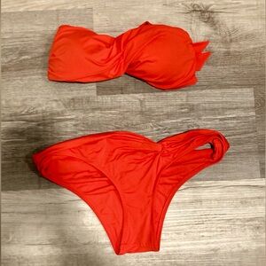 Heidi Klein red strapless bikini set.,Like New!
